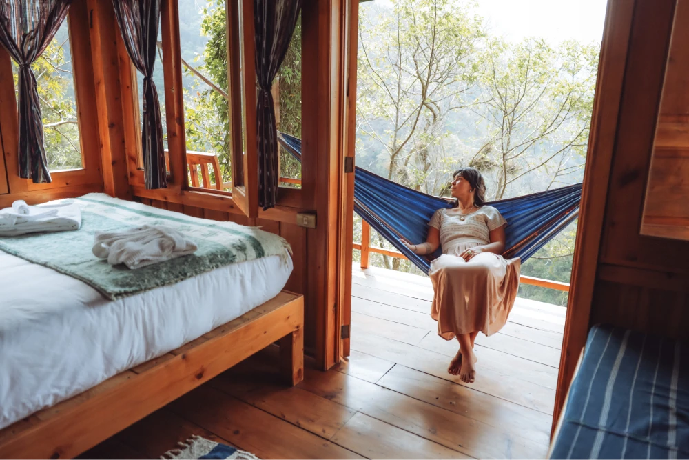 KawoqForest-Bungalow-Cabin-Outdoor-Terrace-Hammock-View